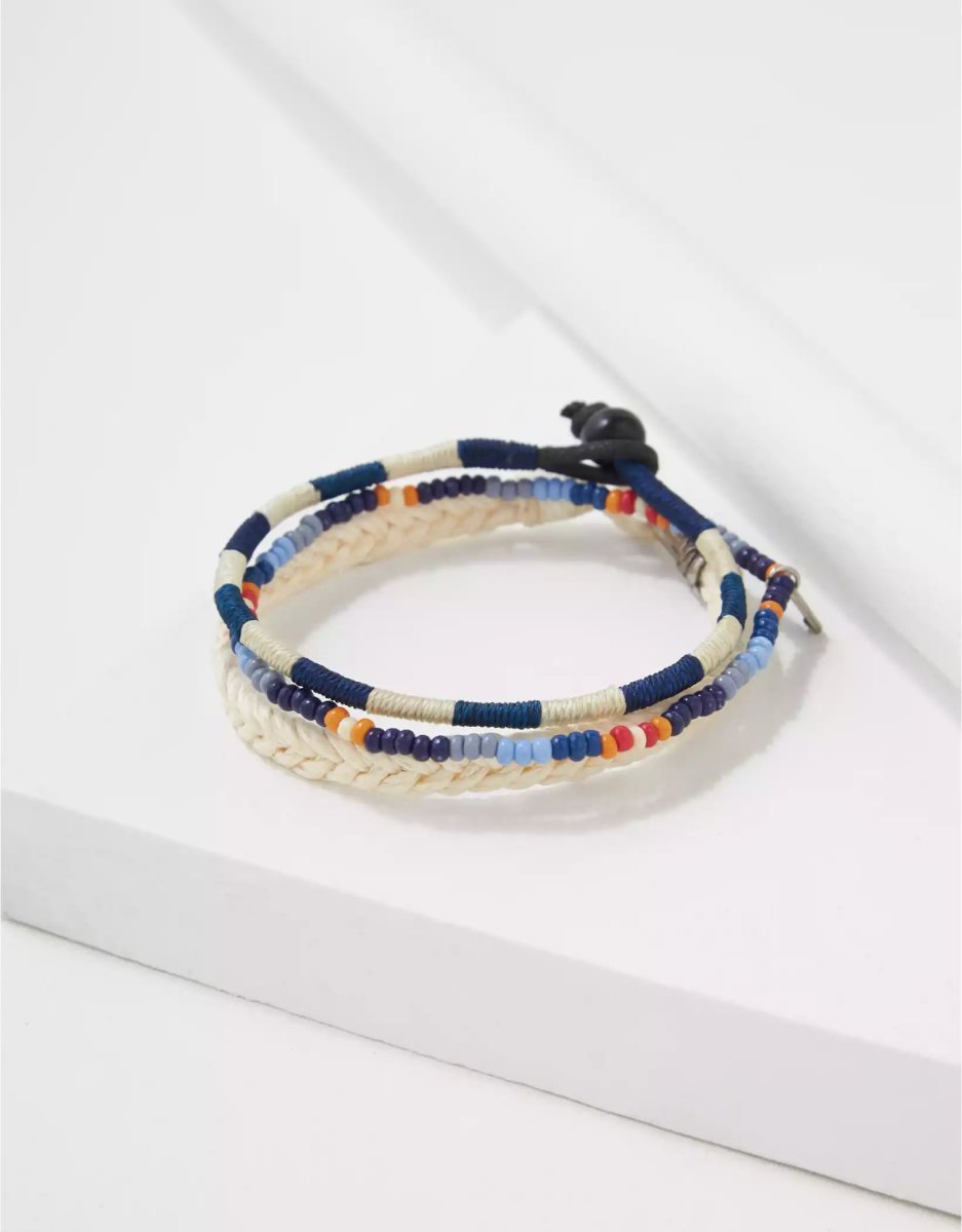 Bijoux American Eagle AE x Outer Banks Bracelet 3-Pack Bleu Marine Homme | ESK-35537137